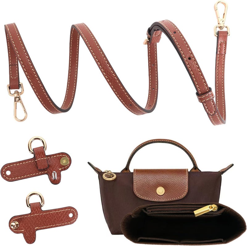 BBKON 2Sets Shoulder Strap for Longchamp Bag Women, Purse Organizer, No-Punch Length Adjustable Leather Replacement Strap - Image 1